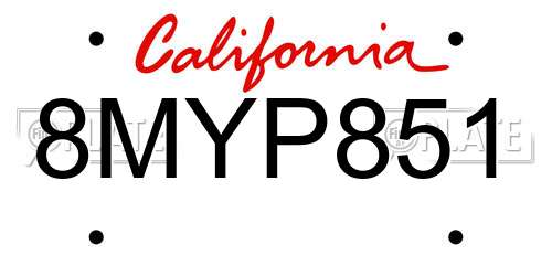 8MYP851 California License Plate