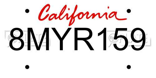 8MYR159 California License Plate
