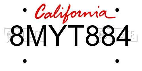 8MYT884 California License Plate