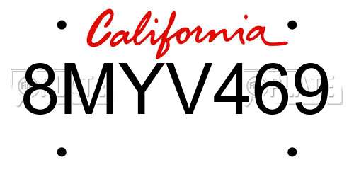 8MYV469 California License Plate