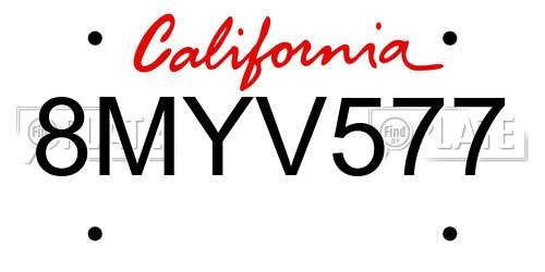 8MYV577 California License Plate