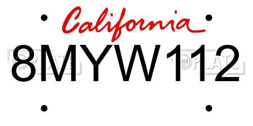 8MYW112 California License Plate