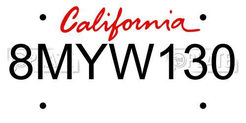 8MYW130 California License Plate