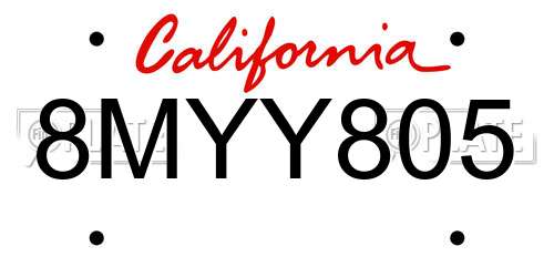 8MYY805 California License Plate