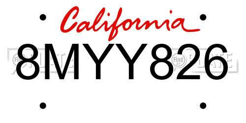 8MYY826 California License Plate