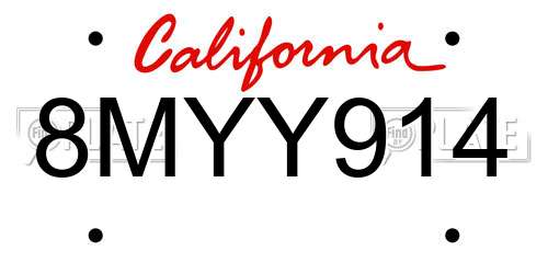 8MYY914 California License Plate