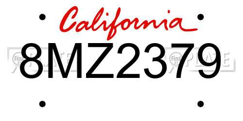 8MZ2379 California License Plate