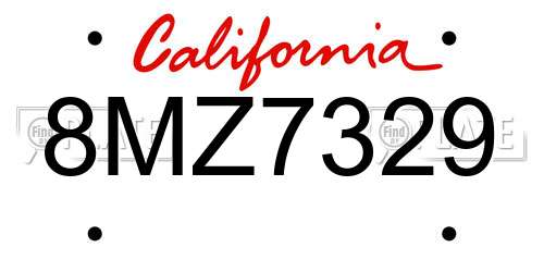 8MZ7329 California License Plate