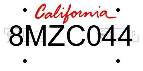 8MZC044 California License Plate