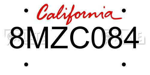 8MZC084 California License Plate