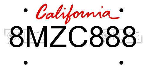 8MZC888 California License Plate