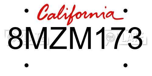 8MZM173 California License Plate