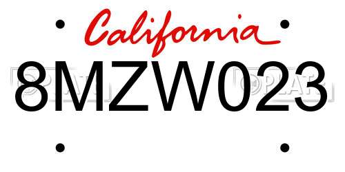8MZW023 California License Plate