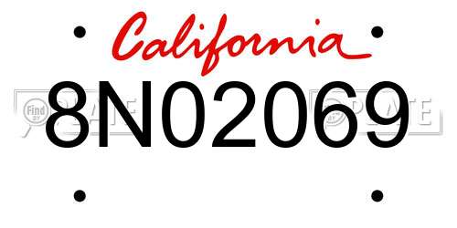 8N02069 California License Plate