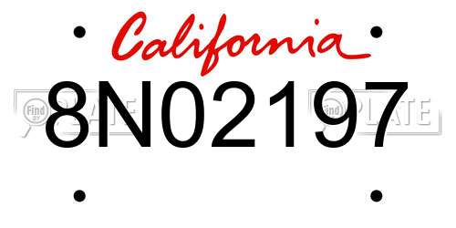 8N02197 California License Plate