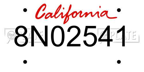 8N02541 California License Plate