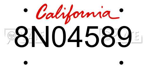 8N04589 California License Plate