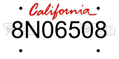 8N06508 California License Plate