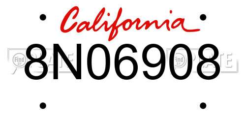 8N06908 California License Plate