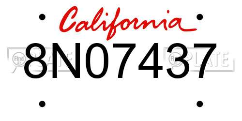 8N07437 California License Plate