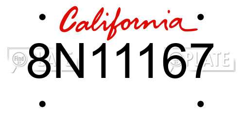 8N11167 California License Plate