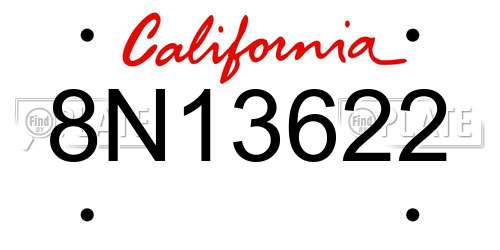 8N13622 California License Plate