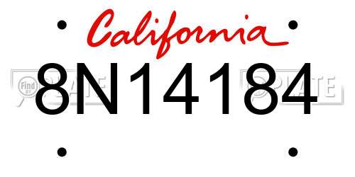 8N14184 California License Plate