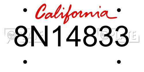 8N14833 California License Plate