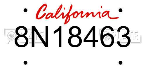 8N18463 California License Plate