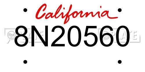 8N20560 California License Plate