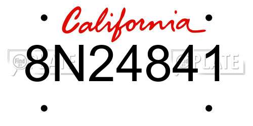 8N24841 California License Plate