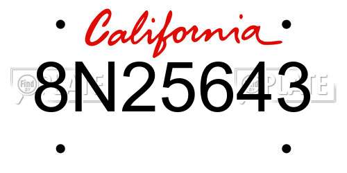8N25643 California License Plate