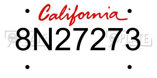 8N27273 California License Plate