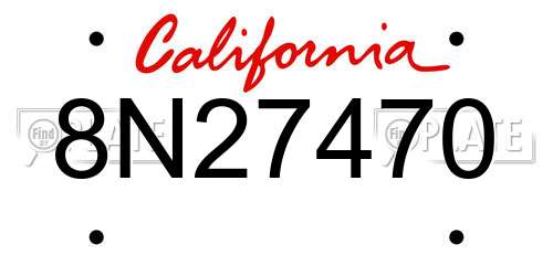 8N27470 California License Plate