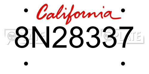 8N28337 California License Plate