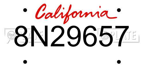 8N29657 California License Plate