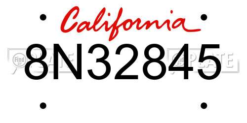 8N32845 California License Plate
