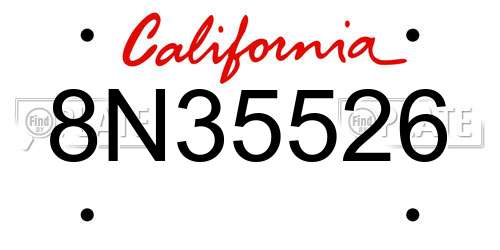 8N35526 California License Plate