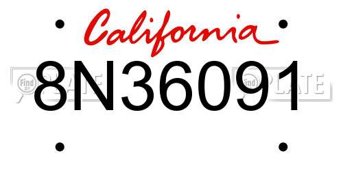 8N36091 California License Plate