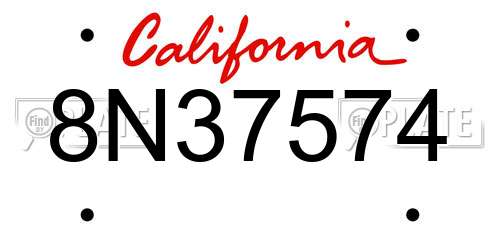 8N37574 California License Plate