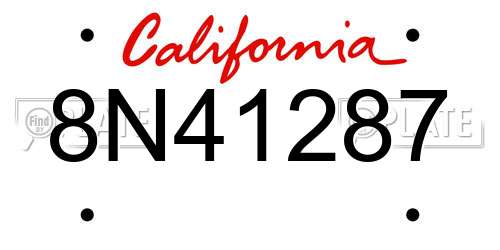 8N41287 California License Plate