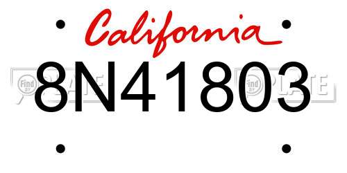 8N41803 California License Plate