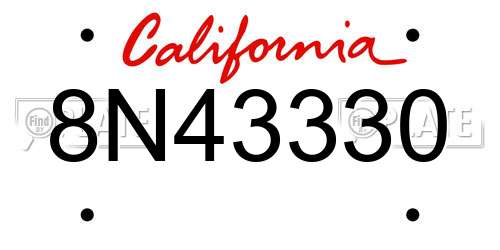 8N43330 California License Plate
