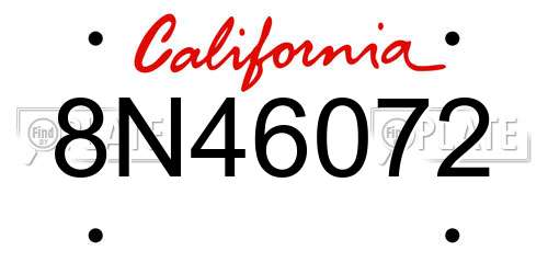 8N46072 California License Plate