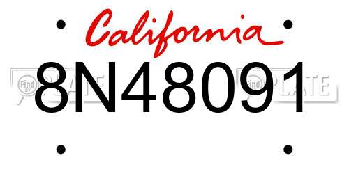 8N48091 California License Plate