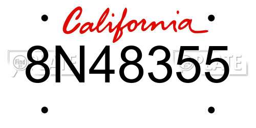 8N48355 California License Plate