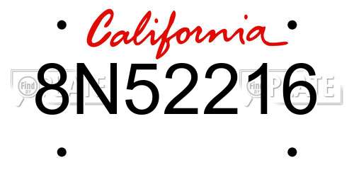 8N52216 California License Plate