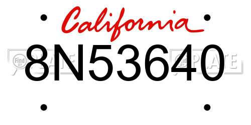 8N53640 California License Plate