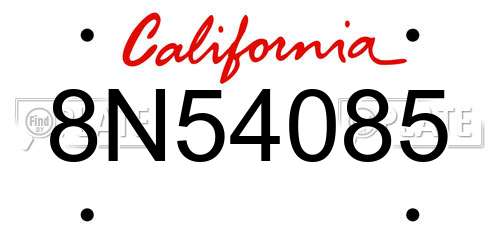 8N54085 California License Plate