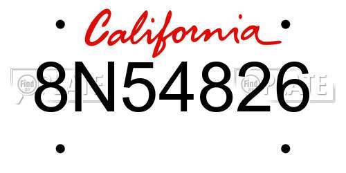 8N54826 California License Plate